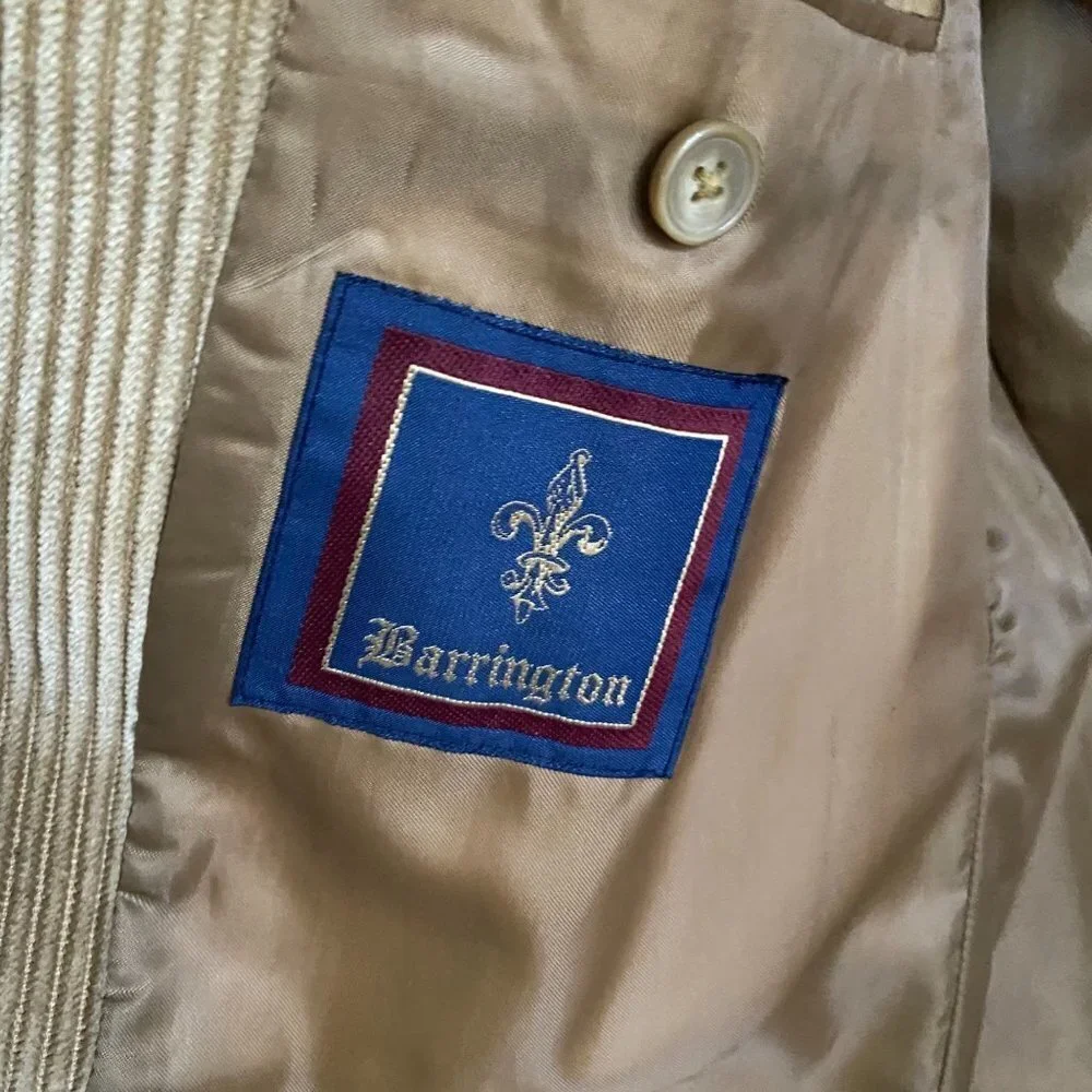 Barrington Brown Cotton Corduroy 3 Button Sport Coat Jacket 44L